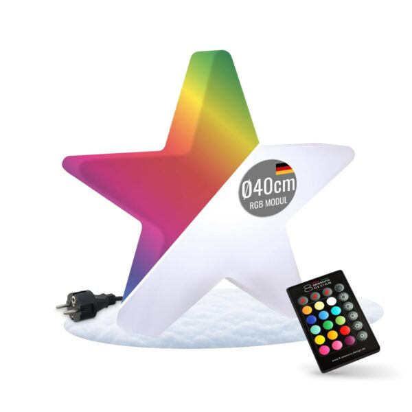 8 seasons design LED Weihnachtsstern 40cm Shining Star RGB Farbwechsel, dimmbar, kaltweißes Licht, mit Fernbedienung – winterfest, LED Stern für außen (Garten, Balkon) und innen – Weihnachtsdeko
