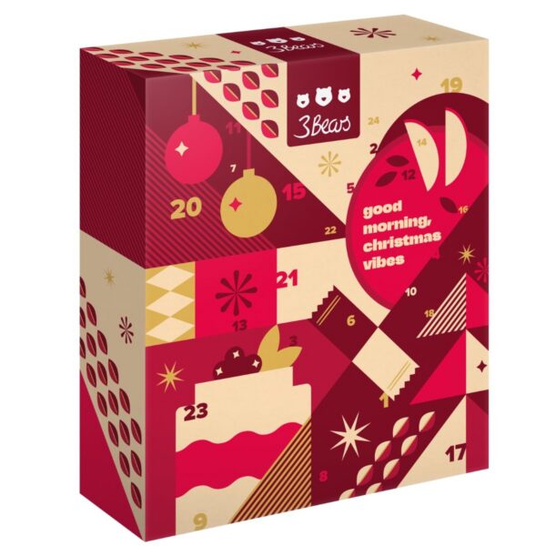 3Bears Adventskalender 2026 – 24 Überraschungen für Frühstück, Snacks & Backen – Mit Partner-Highlights & Special Edition Overnight Oats Glas – für Männer & Frauen – 100% vegan – Streng limitiert
