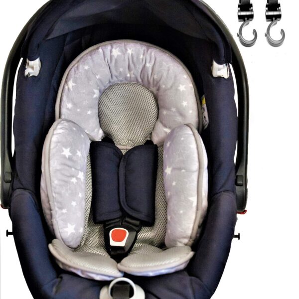 Adeiva Store Universal Sitzverkleinerer Kinderwagen Einlage Atmungsaktiv Anti-Schweiß und Leichtgewicht Neuheit 2019 Neugeborenen Frei Kinderbett 2 Haken Universal Kinderwagen Gepolstert